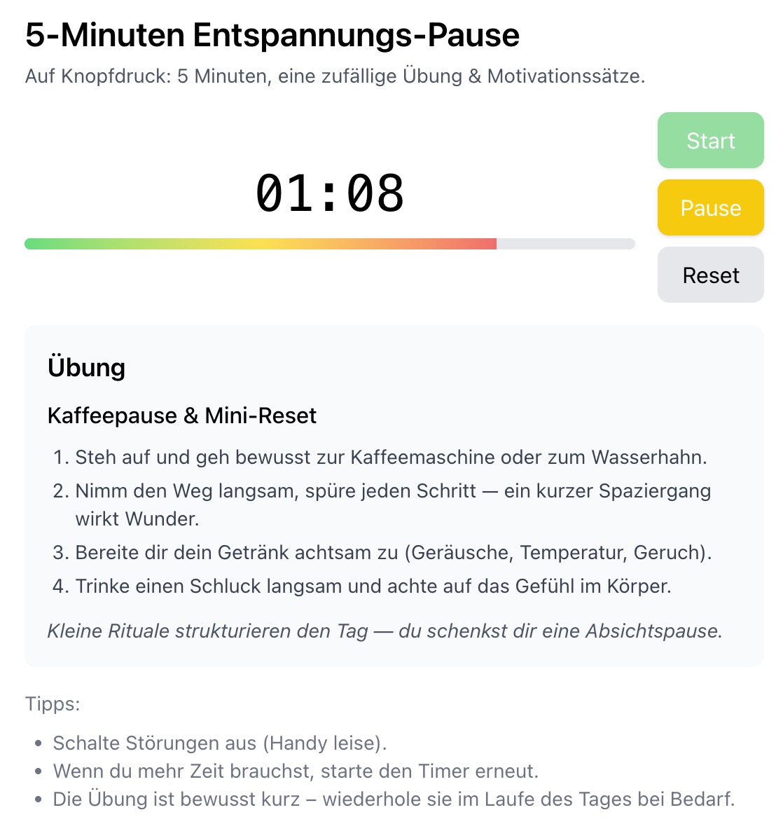 Screenshot ChatGPT Vibe Coding Relax App 2